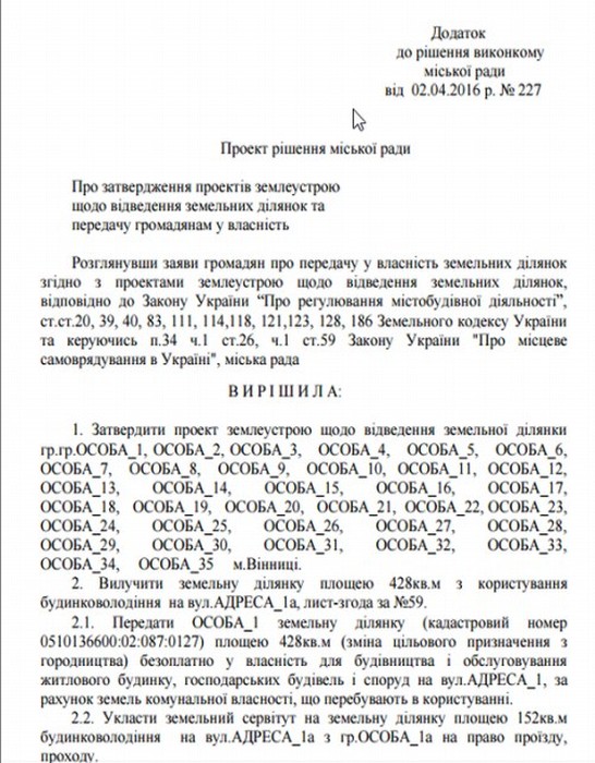 рішення Вінницької міської ради щодо земельних ділянок фото