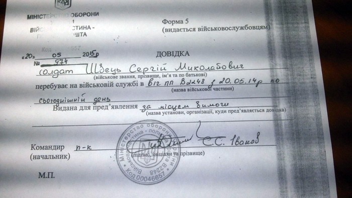 документи Сергія Швеця фото