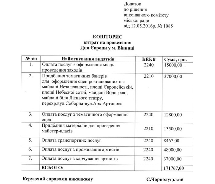 кошти на День Європи у Вінниці фото