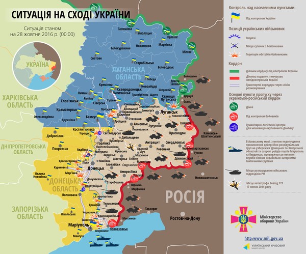 карта АТО 26.10.2016 року фото