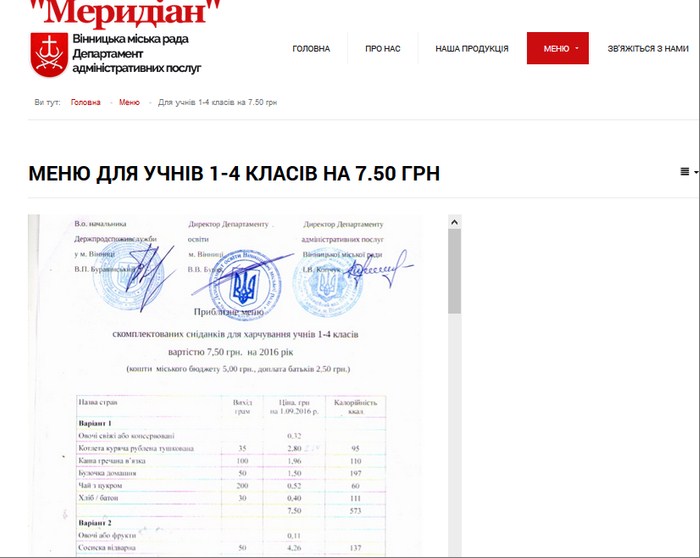 шкільне меню фото