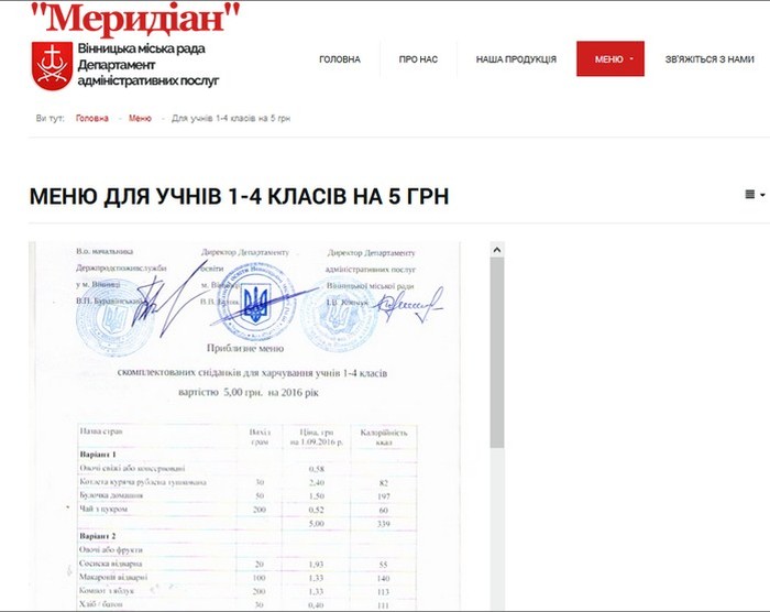 шкільне меню фото