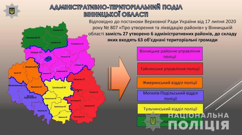 На Вінниччині скоротили кількість районних управлінь поліції