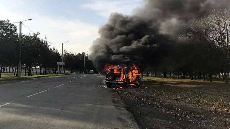 На Одещині загорілося авто поліцейських